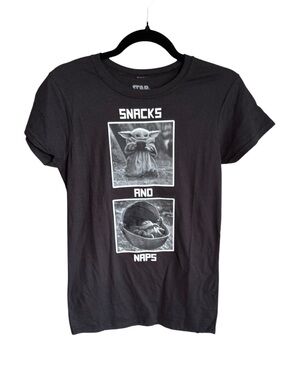 Star Wars Grogu "Snacks and Naps" Black Tee